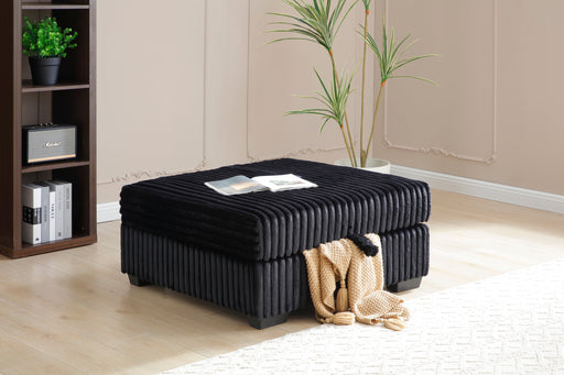 Teddy Black Upholstered Ottoman Glass House Furnishings