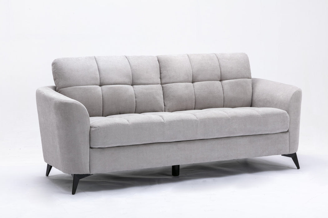 Callie Light Gray Woven Fabric Sofa Loveseat Living Room Set