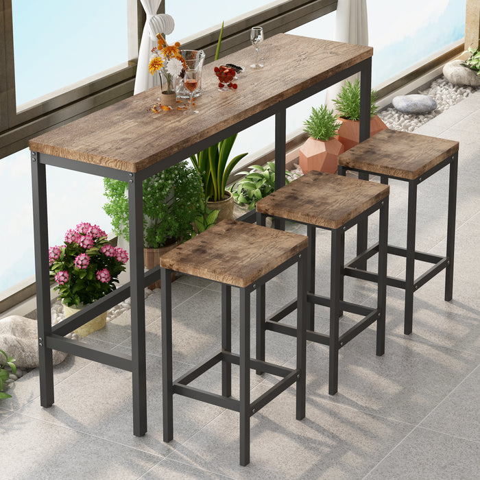 Modern Design Kitchen Dining Table, Pub Table, Long Dining Table Set with 3 Stools, Easy Assembly, Natural (Same SKU:W75753848)