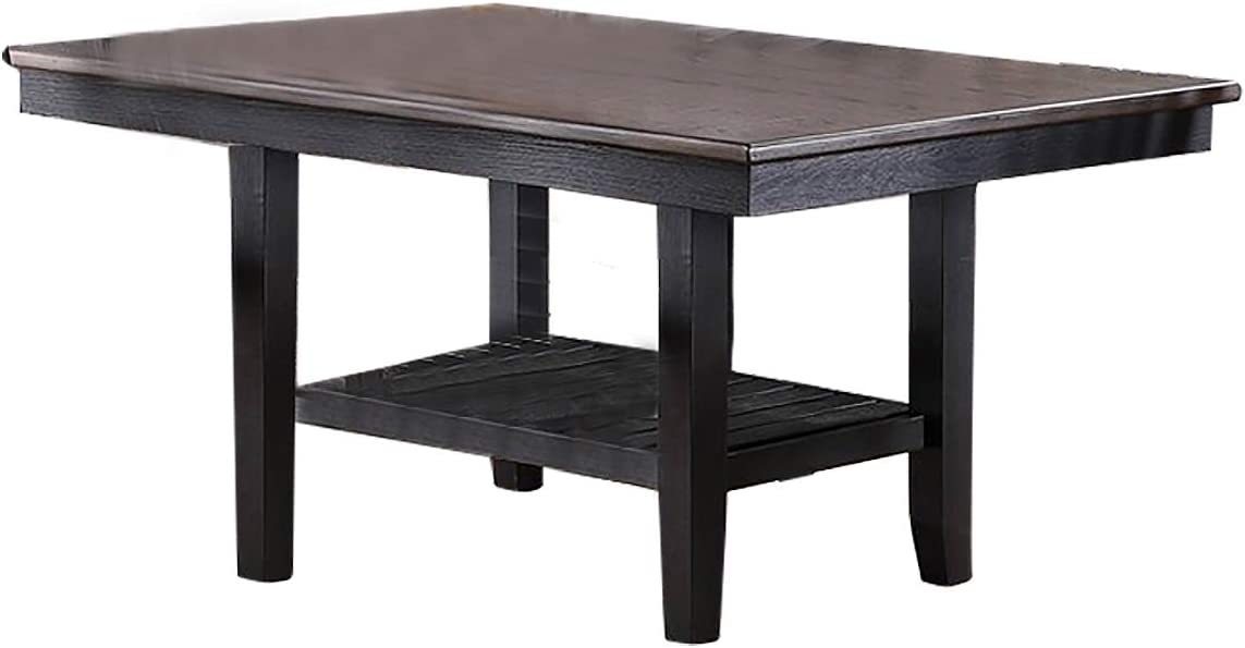 Dining Table with Dark Coffee Finish & Storage Shelf with Rubberwood Materials