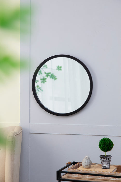 20" x 20" Circle Wall Mirror with Wooden Frame and Black Finish, Wall Mirror for Living Room, Dining Room, Foyer, Bathroom, Office