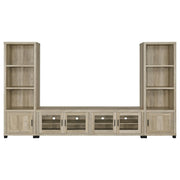Heron Antique Pine 3-Piece TV Entertainment Center in Distressed Pine with Glass Front Storage, Engineered Wood Construction Glass House Furnishings