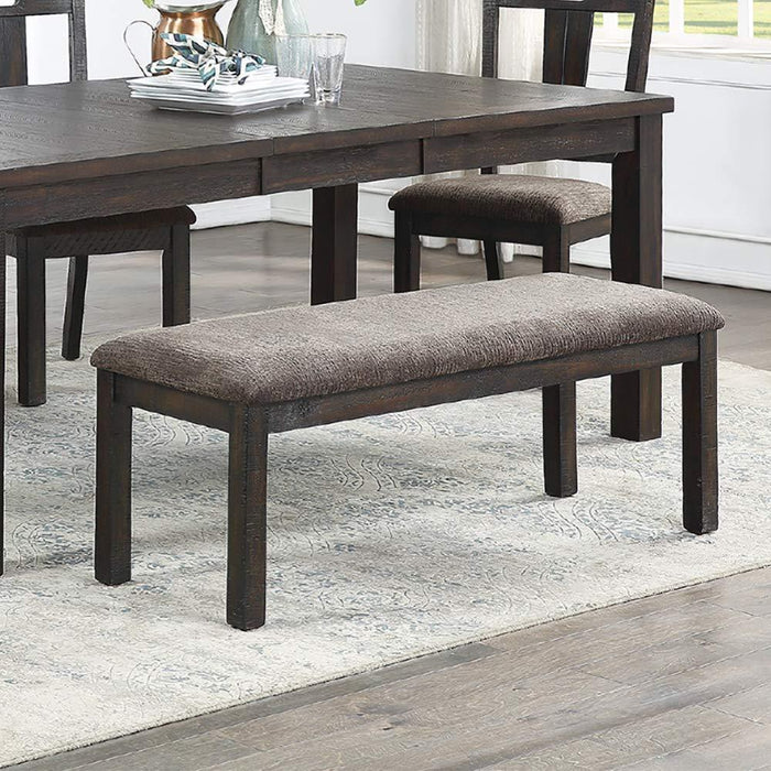 Simple Elegant Design Wooden 1pc Bench Only Dining Room Cushion Seats Dark Grey Finish Solid wood Bench