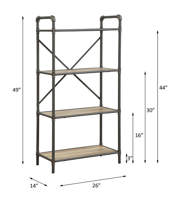 ACME Itzel Bookshelf in Antique Oak & Sandy Gray 97163