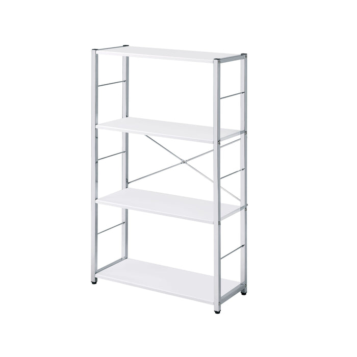 ACME Tennos Bookshelf, White & Chrome Finish