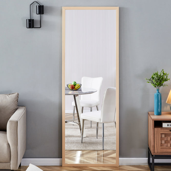 Third generation packaging upgrade, thickened border, light oak solid wood frame full length mirror, dressing mirror, bedroom entrance, decorative mirror, clothing store, mirror.65"*22.8"