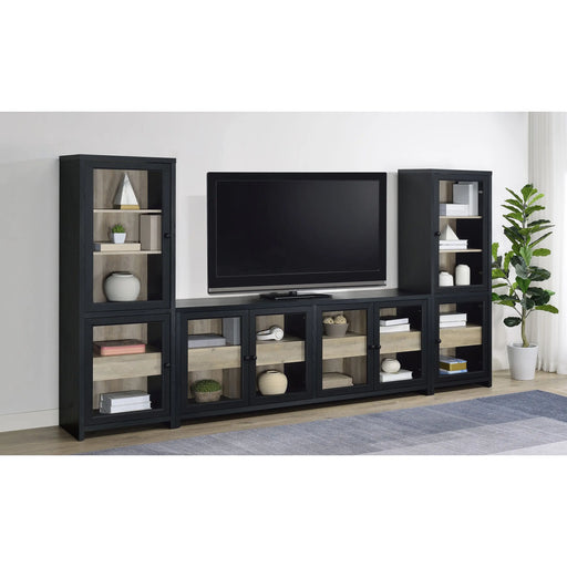 Kennison Black Entertainment Center Furniture | Glass House Furnishings