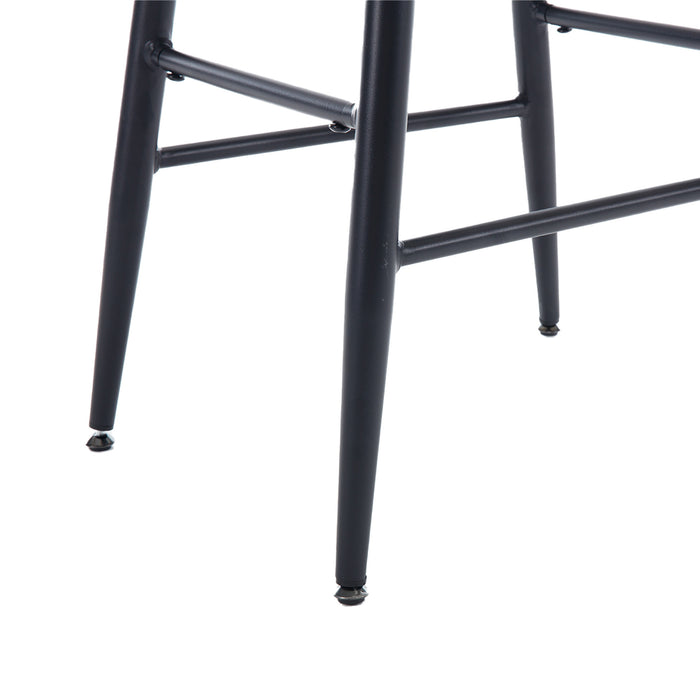 Set of 2 Black PU Upholstered Counter Height Bar Stools With Footrest For Dining Room, Kitchen Island, Black