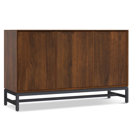Banting 3 Door Sideboard Buffet in Natural Walnut with Metal Frame and Adjustable Shelves Glass House Furnishings