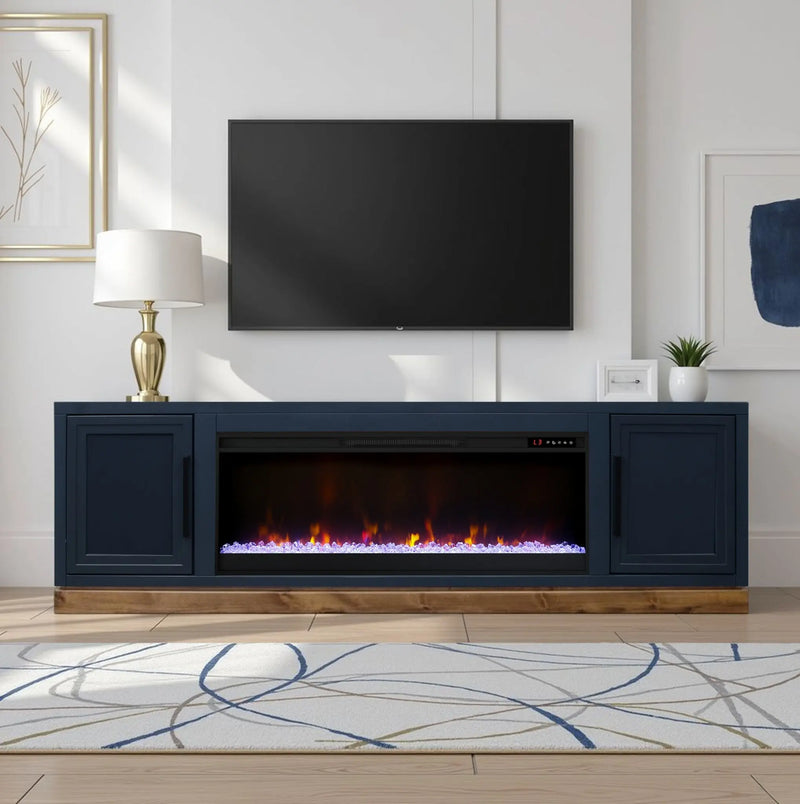 Nora 81 in. Fireplace TV Stand with Painted Finish, Crafted by skilled artisans in Arizona Glass House Furnishings