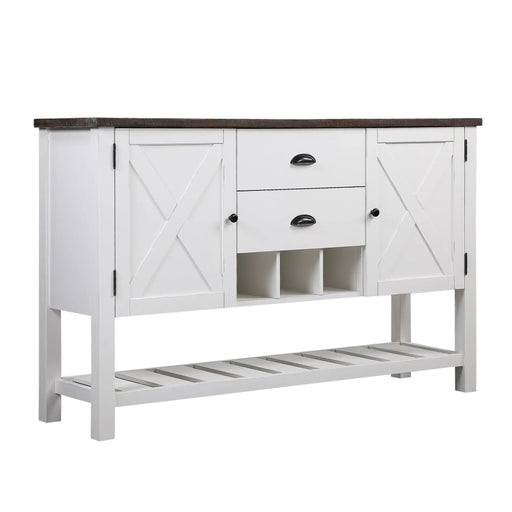 Country Brown White Server Furniture | Glass House Furnishings