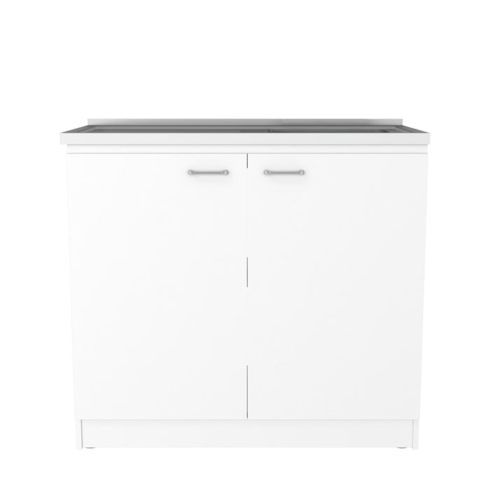 Napoles Utility Sink With Cabinet, Double Door, One Shelf -White