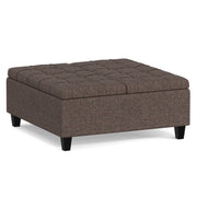 Harrison Mink Brown Tweed Coffee Table Storage Ottoman Glass House Furnishings