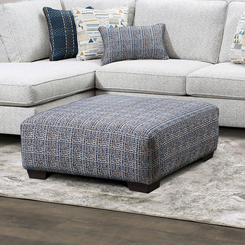 Ellis Multi-Color Square Upholstered Ottoman with Tapered Legs Glass House Furnishings