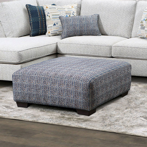 Ellis Multi-Color Square Upholstered Ottoman with Tapered Legs Glass House Furnishings