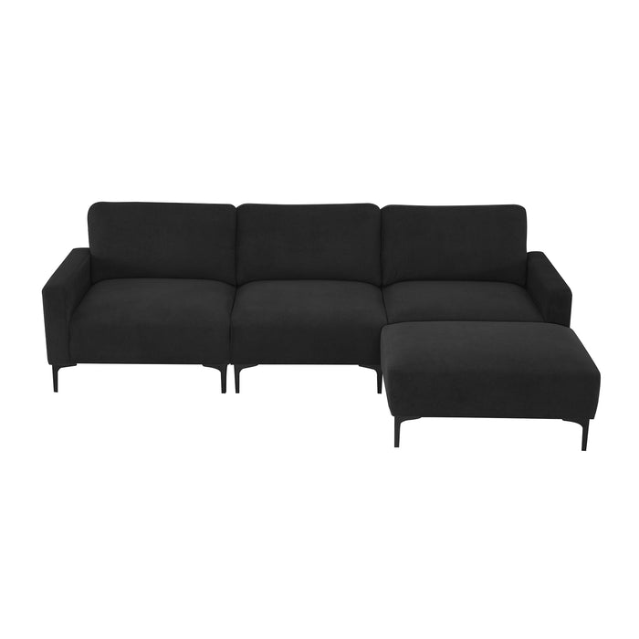 [VIDEO provided] [New] 103.5*59" Modern L-shaped Sectional Sofa, 4-seat Velvet Fabric Couch Set with Convertible Ottoman,Freely Combinable Sofa for Living Room, Apartment, Office,Apartment,2 Colors