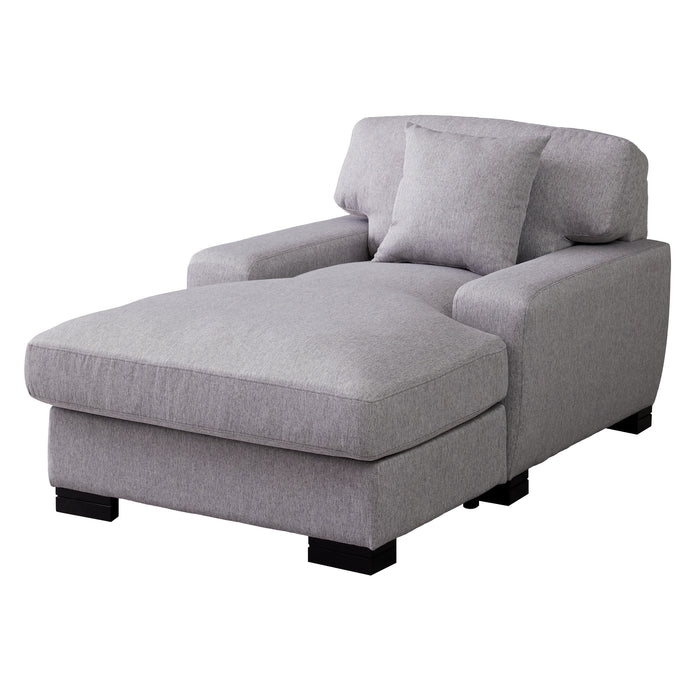 Modern Mid-Century Indoor Oversized Chaise Lounger Comfort Sleeper Sofa with Pillow and Soild Wood Legs, Linen, Gray