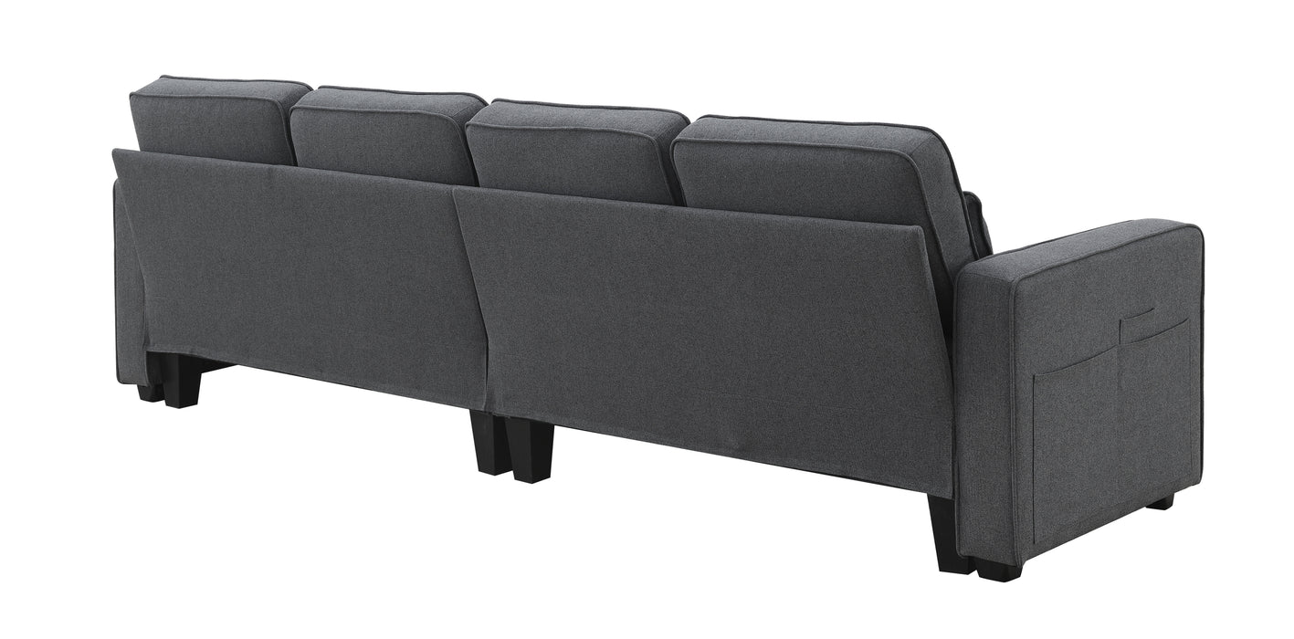 Modern 104" 4-Seater Linen Sofa with Armrest Pockets and Pillows