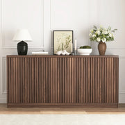 Buffet Cabinet with Storage, 62.60' Sideboard Cabinet with 4 Doors & Shelves, Wooden Kitchen Coffee Bar Credenza Storage for Living Room, Hallway Walnut Glass House Furnishings