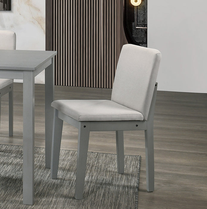 5-Piece Dining Room Set, Dining Table and 4 Chairs with Beige Fabric Seats - Kitchen Breakfast Dining Room Furniture - Rubberwood Veneer - Unique Design, Grey Finish