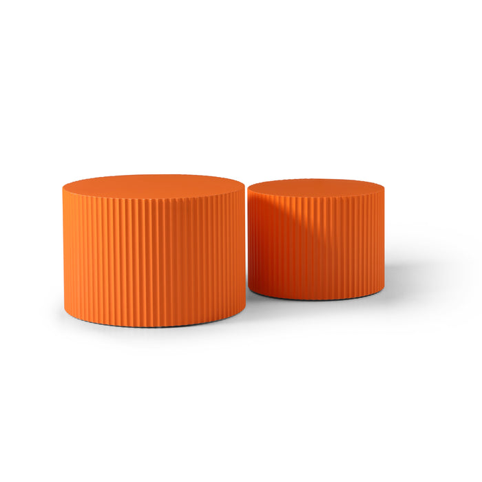 MDF Nesting Table Set of 2, Handcrafted Round Coffee Table for Living Room/Leisure Area - Orange