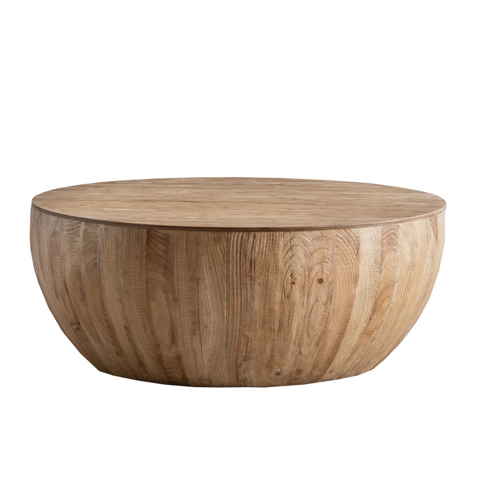 35.43"Vintage Style Bucket Shaped Coffee Table for Office, Dining Room and Living Room,Natural