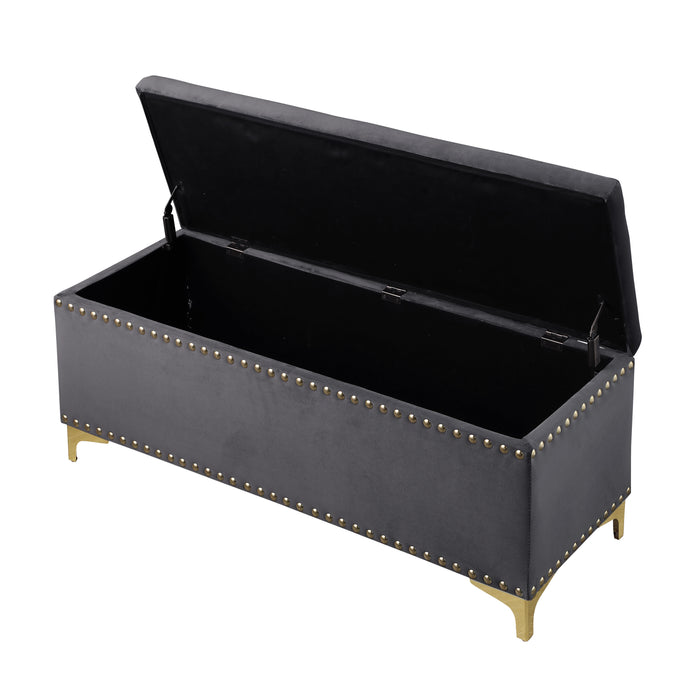 Large Storage Benches Set, Nailhead Trim 2 in 1 Combination Benches, Tufted Velvet Benches with Gold Leg for Living Room, Entryway, Hallway, Bedroom Support 250lbs