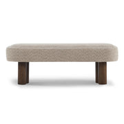 Indoor Khaki Boucle Dining Bench with Walnut Color Legs, 51.57'L Upholstered Seating for Kitchen, Dining Room and Living Space,250lbs Capacity Glass House Furnishings