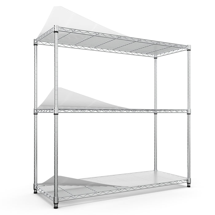 3 Tier Wire Shelving Unit, 1050 LBS NSF Height Adjustable Metal Garage Storage Shelves, Heavy Duty Storage Wire Rack Metal Shelves - Chrome