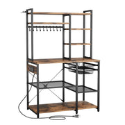 Haven Baker's Rack with Power Outlet and Coffee Bar Storage Glass House Furnishings