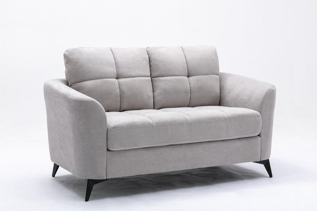 Callie Light Gray Velvet Fabric Sofa & Loveseat Living Room Set