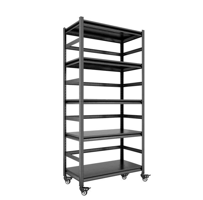 63"H Storage Shelves - Heavy Duty Metal Shelving Unit Adjustable 5-Tier Pantry Shelves with Wheels Load 1750LBS Kitchen Shelf Garage Storage