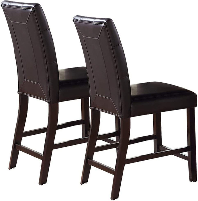 Set of 2 Brown Finish Counter Height Chairs, Dining Seating with Tufted Back & Cushion - Ideal for Kitchen or Dining Room