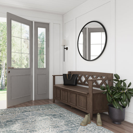 Amherst Farmhouse Brown Bench | Glass House Furnishings