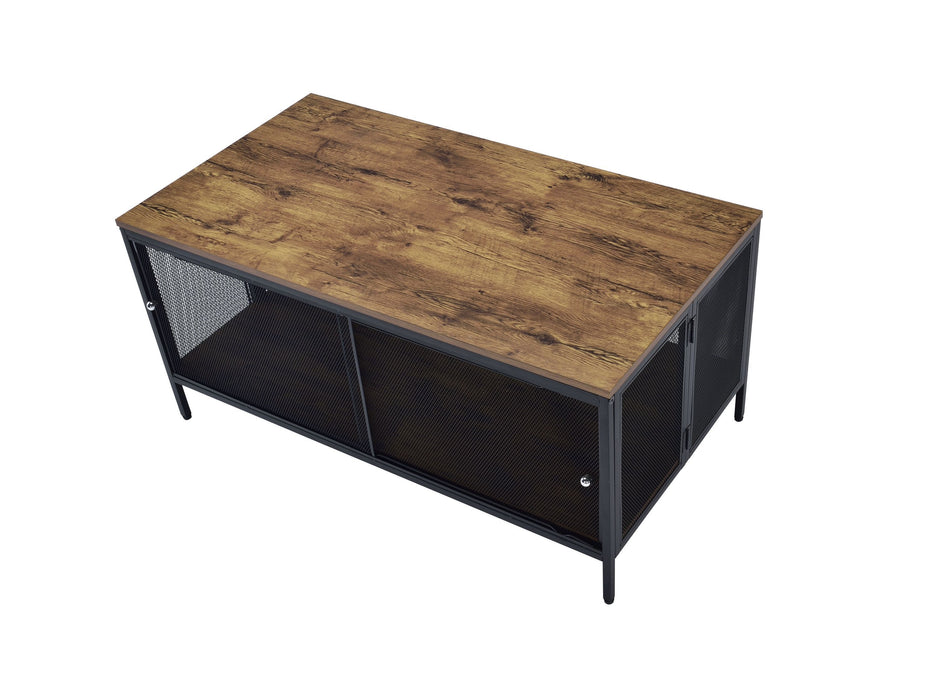 ACME Winam Coffee Table, Antique Oak & Black 82780