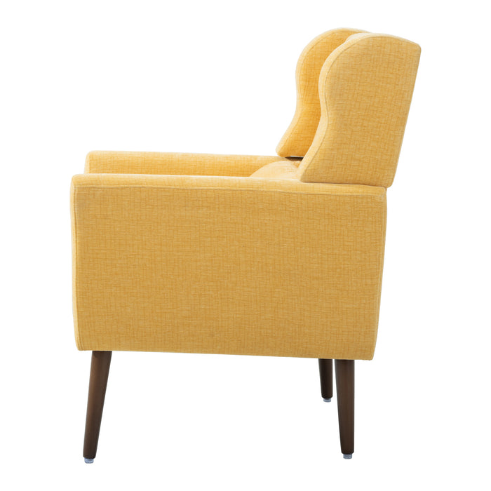 Modern Accent Chair Upholstered Foam Filled Living Room Chairs Comfy Reading Chair Mid Century Modern Chair with Chenille Fabric Lounge Arm Chairs Armchair for Living Room Bedroom (Yellow)