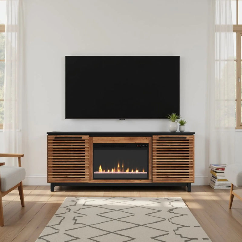 69' Modern Fireplace TV Stand for TVs up to 80' Glass House Furnishings