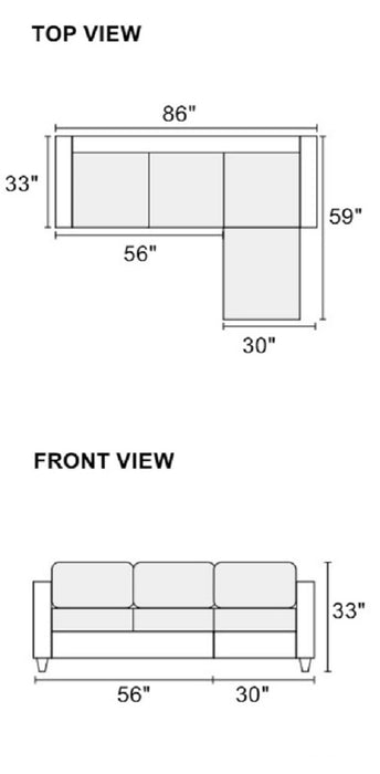 Polyfiber Reversible Sectional Sofa With Tufted Back, Modular Design & Pillows - Living Room Furniture, Blue Grey