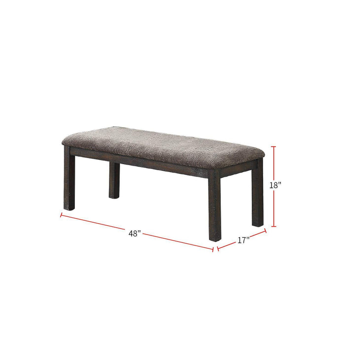 Simple Elegant Design Wooden Dining Bench with Dark Grey Finish - Solid Wood, Cushion Seats