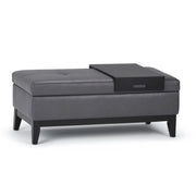 Oregon Stone Gray Vegan Leather Storage Ottoman Bench Glass House Furnishings