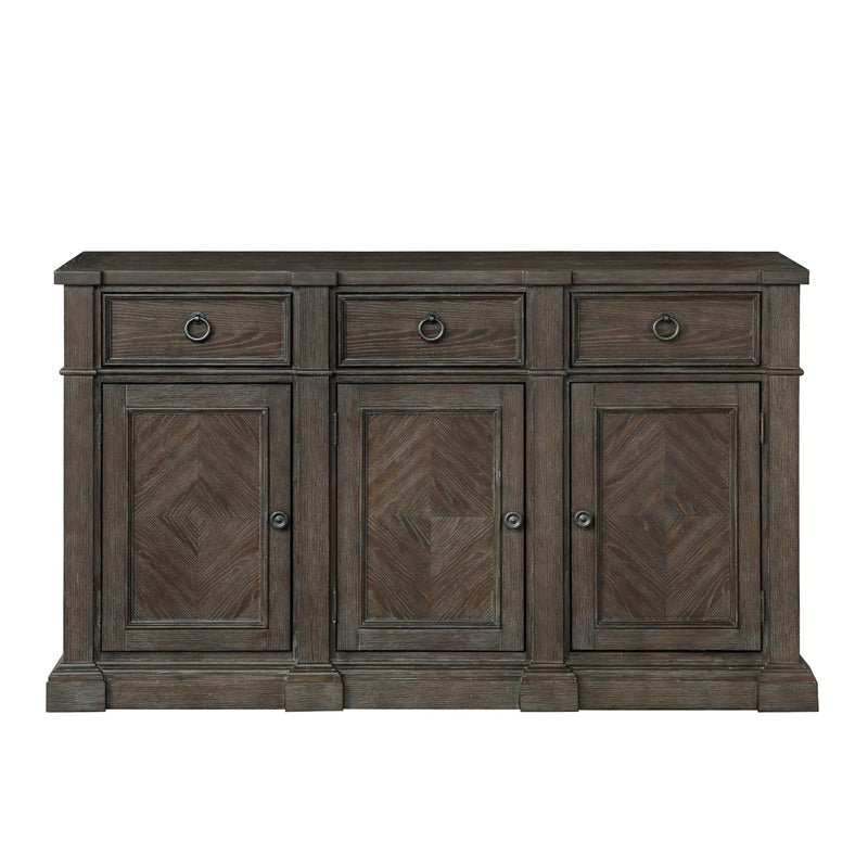 Classic Traditional Driftwood Brown Finish Server with 3 Drawers Storage Cabinets Wooden Furniture 1pc Glass House Furnishings