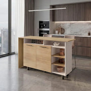 Korega Kitchen Island Modern Kitchen Island with Storage Cabinet Glass House Furnishings