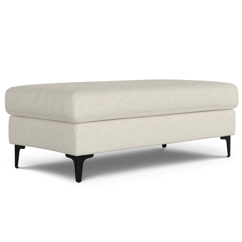 Ava Cream Recycled Performance Fabric Ottoman Bench Glass House Furnishings