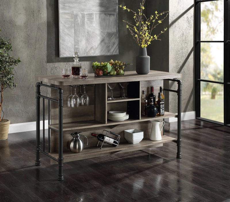 Edina Antique Oak & Sandy Gray Finish Counter Height Table Glass House Furnishings