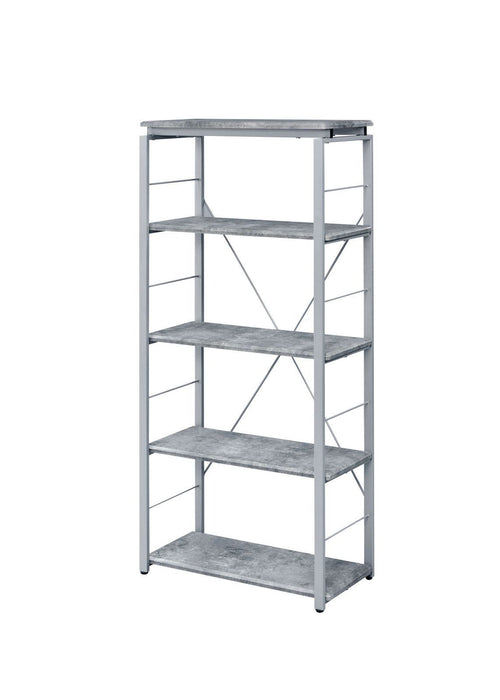 ACME Jurgen Bookshelf, Faux Concrete & Silver 92907