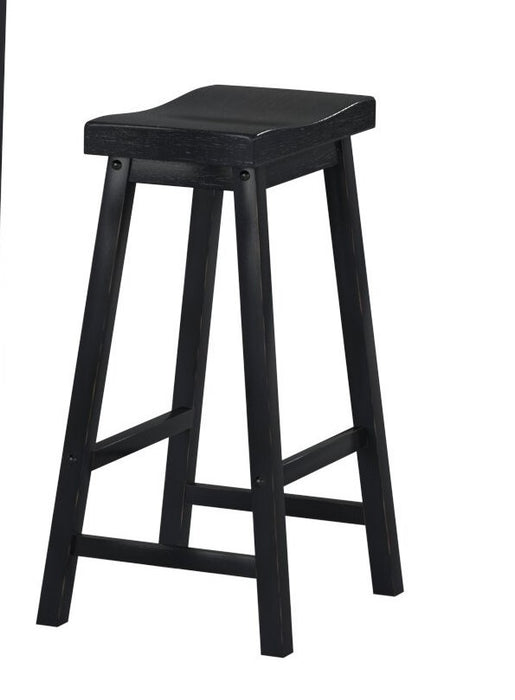 Set of 2 Black Finish, 29-inch Bar Height Saddle Seat Stools With Solid Wood For Casual Dining & Home Furniture