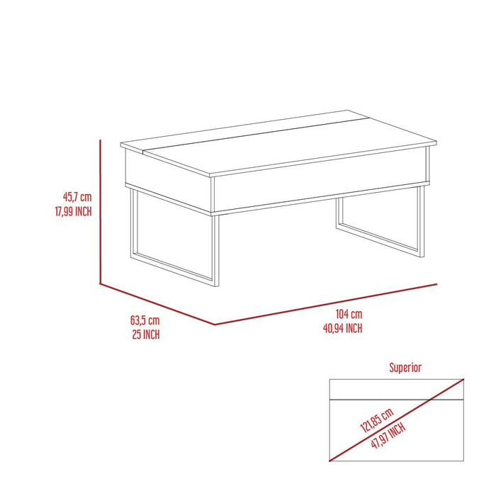 Nora Lift Top Coffee Table with Two Legs, Dark Walnut