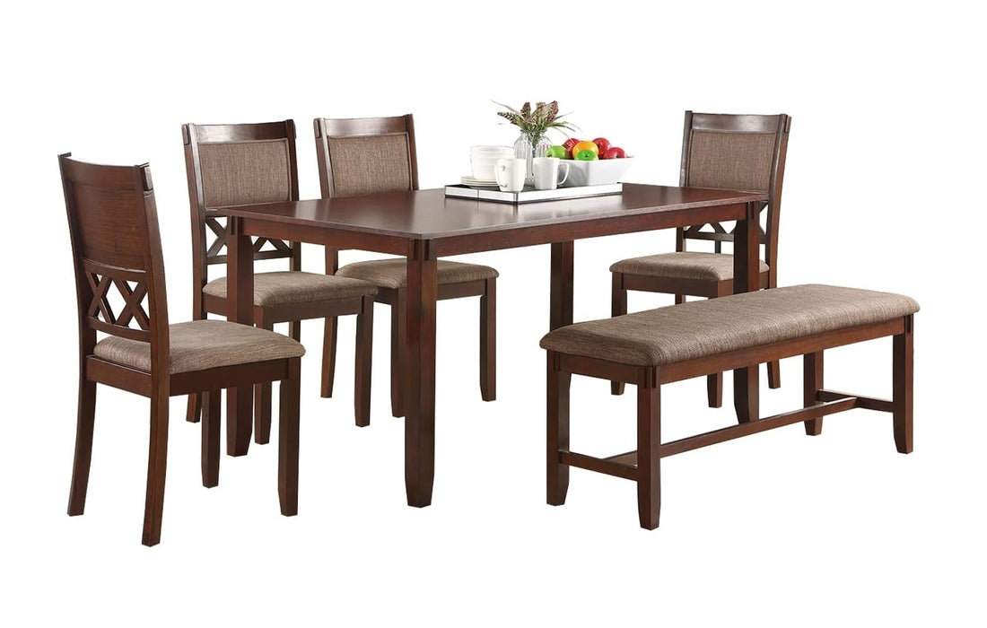 Unique Modern 6-piece Espresso Color Dining Room Furniture Set With 1 Dining Table, 4 Chairs & 1 Bench - Solid Wood & Veneers