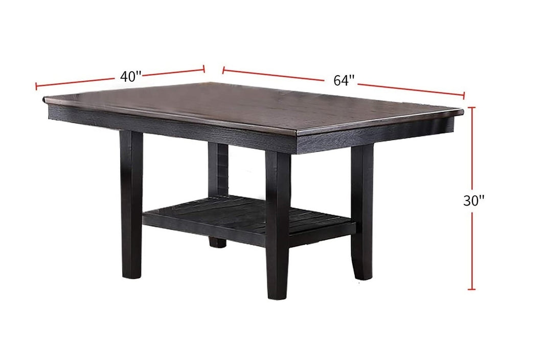 Dining Table with Dark Coffee Finish & Storage Shelf with Rubberwood Materials