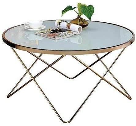 ACME Valora Coffee Table In Champagne & Frosted Glass